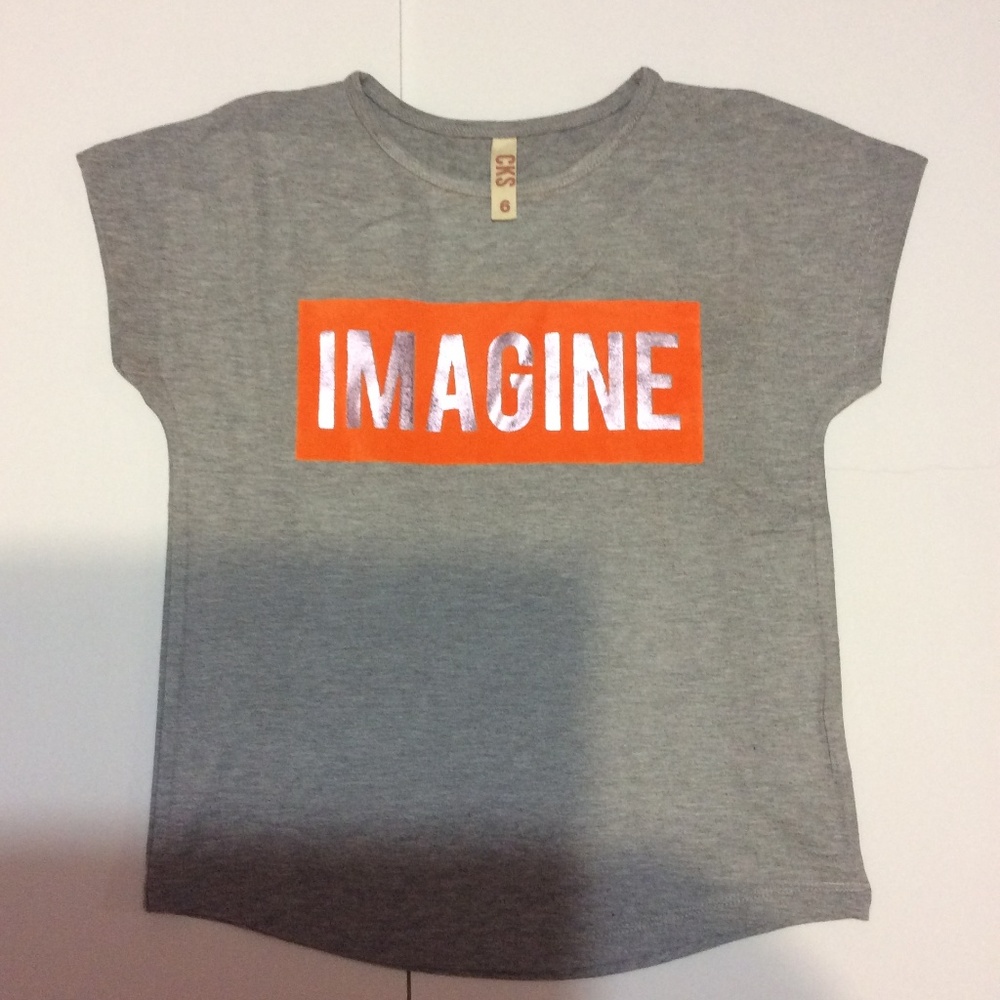 Girls T-Shirt Brand is CKS size 6 Gray New